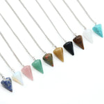 Natural Stone Quartz and Agate Pendulum Pendants for Reiki and Divination