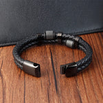 Men's Charm Braided Rope Bracelet with Magnetic Buckle