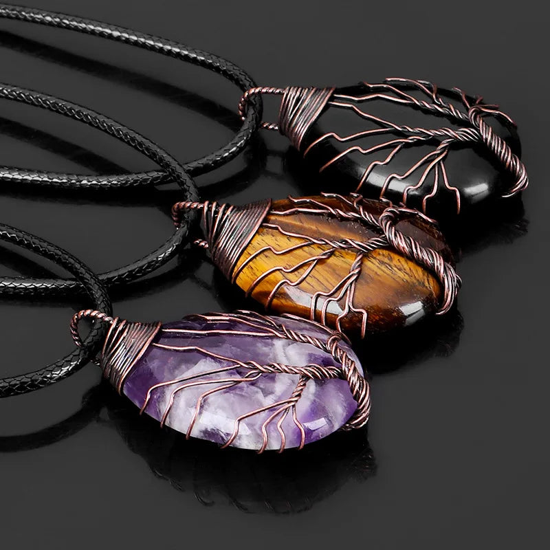 Tree of Life 7 Chakra Gemstone Pendant Necklace