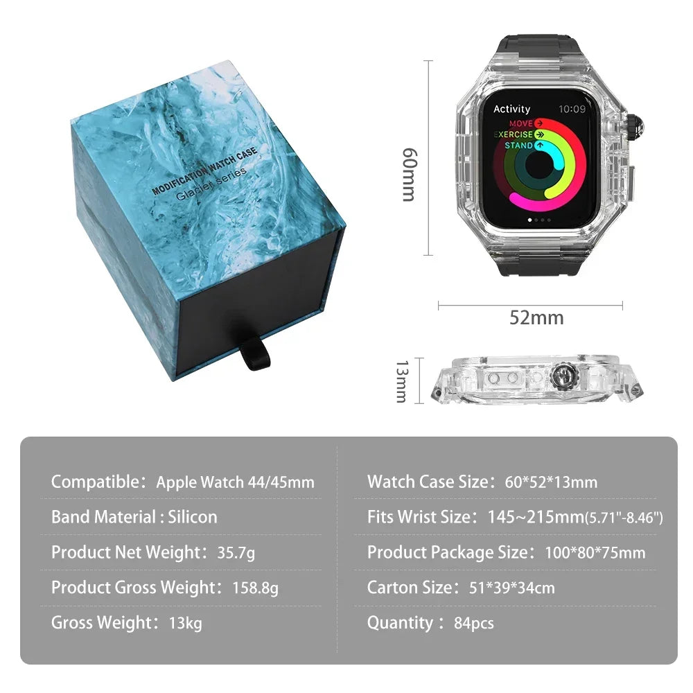 Silicone Strap + Transparent Case for Apple Watch