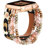 Elastic Beaded Bracelet Leather Strap For Apple Watch