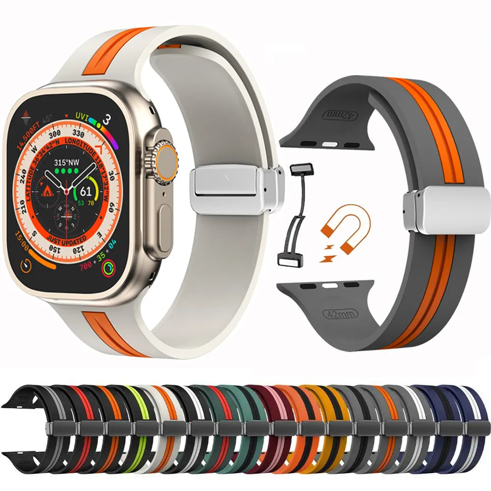 Trendy Magnetic Silicone Strap For Apple Watch Band