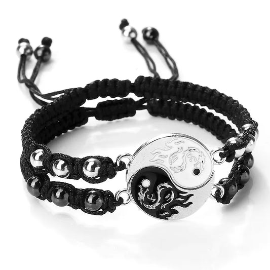 Tai Chi (Ying Yang) 2Pcs/set Braided Bracelet
