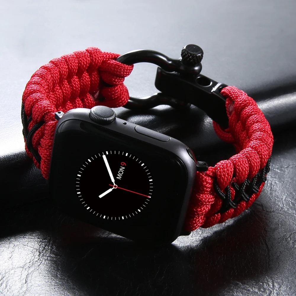 Braided Nylon Bracelet for Apple Watch with Adjustable Buckle (M 165mm - 170mm - 175mm)