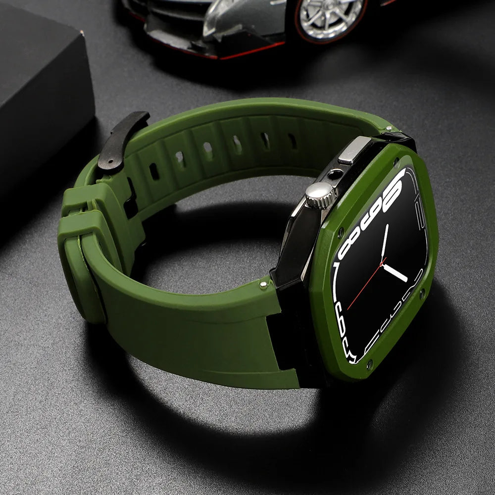 Luxury Metal Case and Silicone Strap Modification Kit for Apple Watch