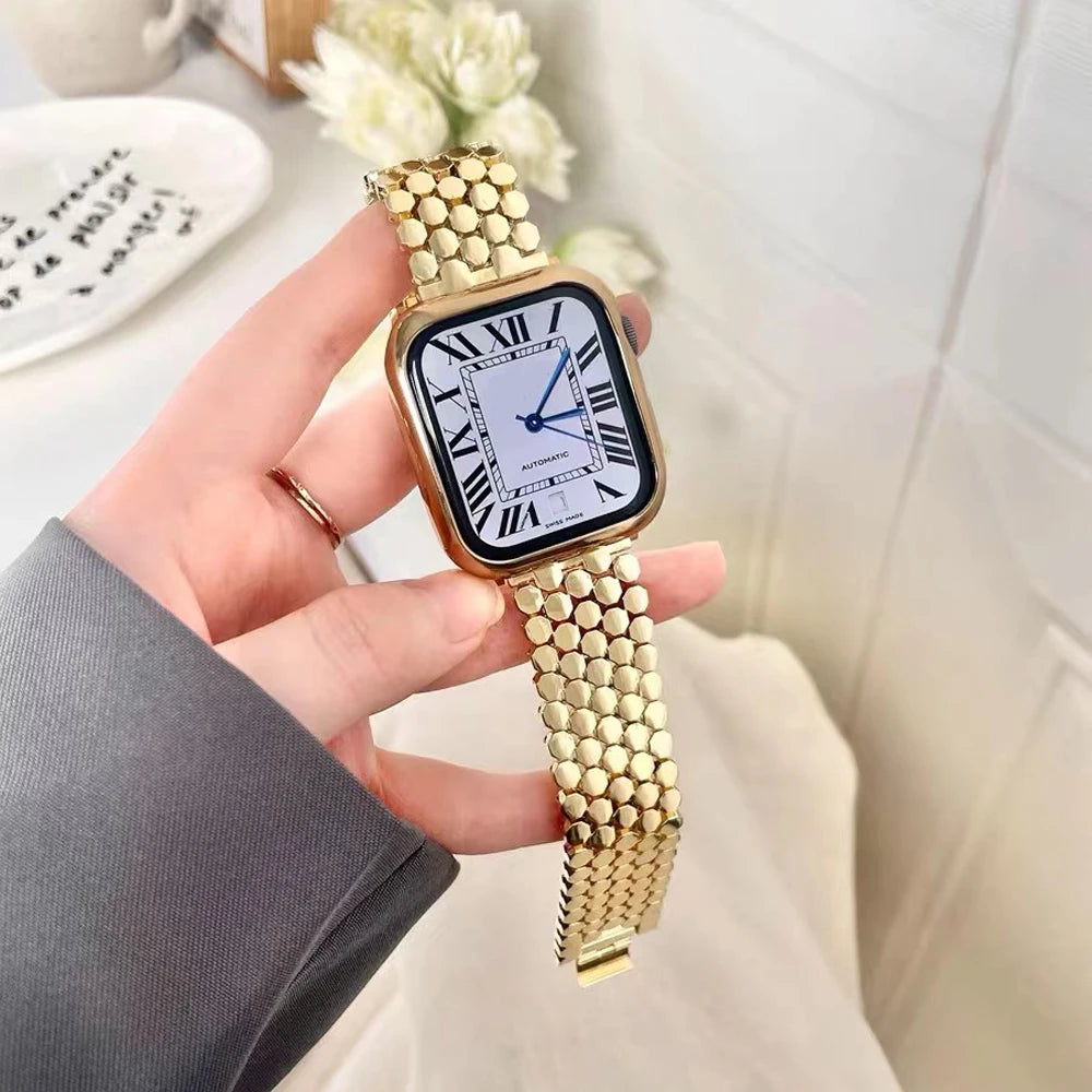 Honeycomb Stainless Steel Metal Bracelet Band for Apple Smart Watch