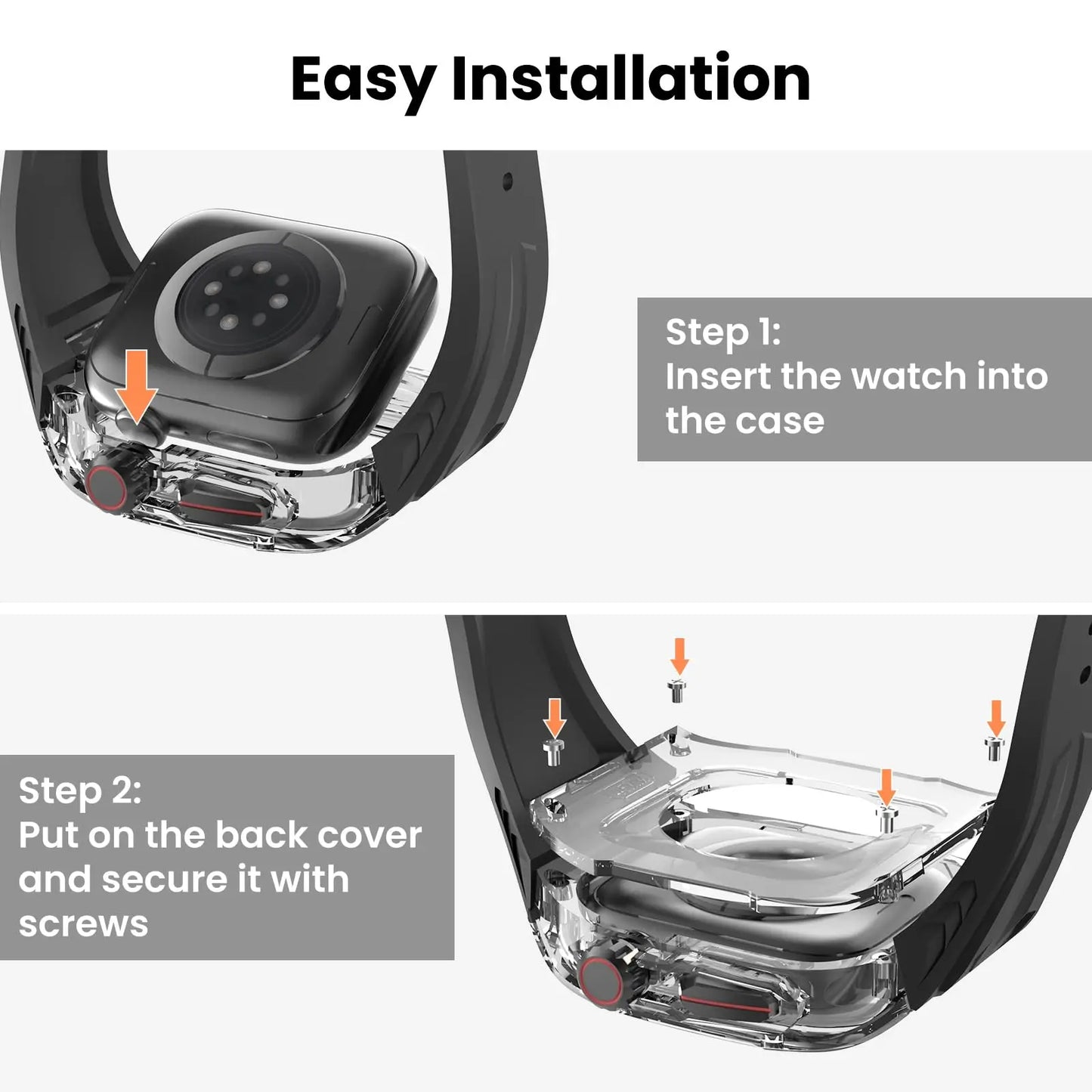 Transparent Modification Kit for Apple Watch Series 9, 8, 7, SE, 6, 5, 4 (45mm and 44mm)