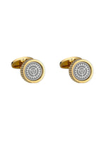 Laser-engraved sundials round cufflinks