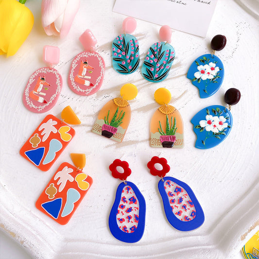 Vintage Fashion Colourful Acrylic Earrings