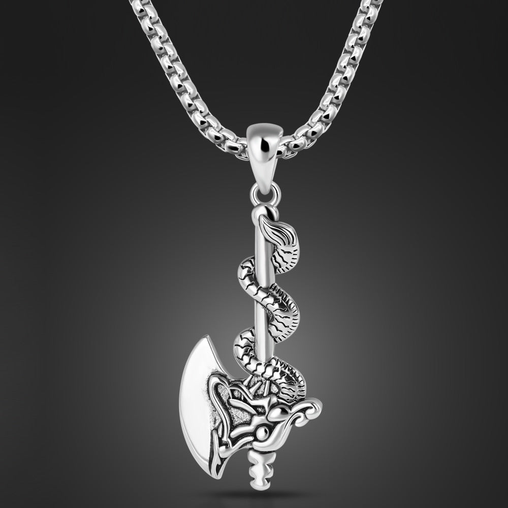 Vintage Fashion Dragon Axe Necklace